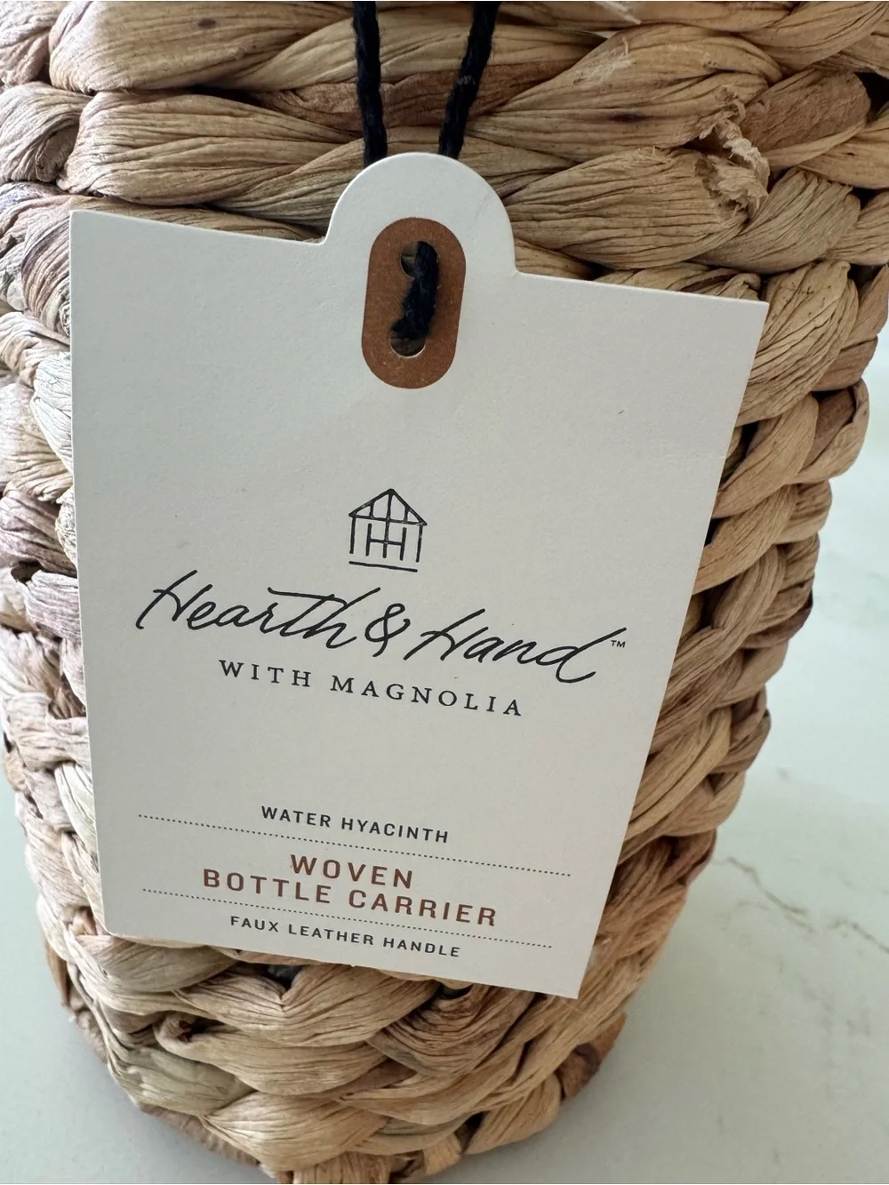 Target Hearth & Hand With Magnolia Woven Bottle Carrier Water Hyacinth New